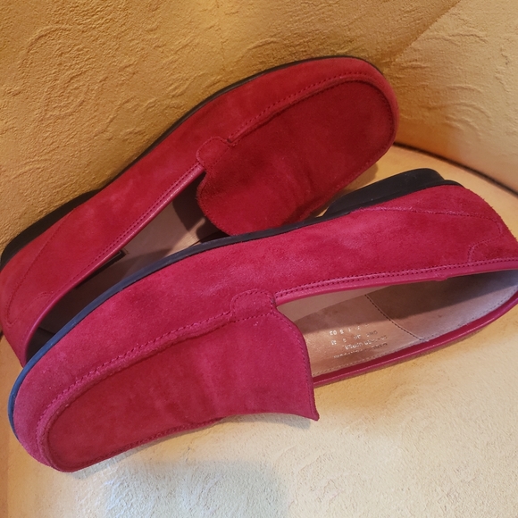 LL Bean Red Suede Leather Loafers 9 - Picture 5 of 6
